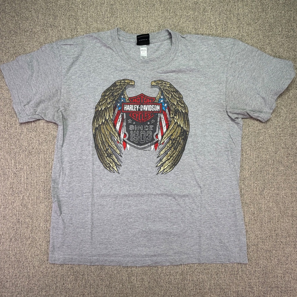Harley-Davidson Route 66 Tulsa OK Graphic T-Shirt Gray Mens XL Made in USA